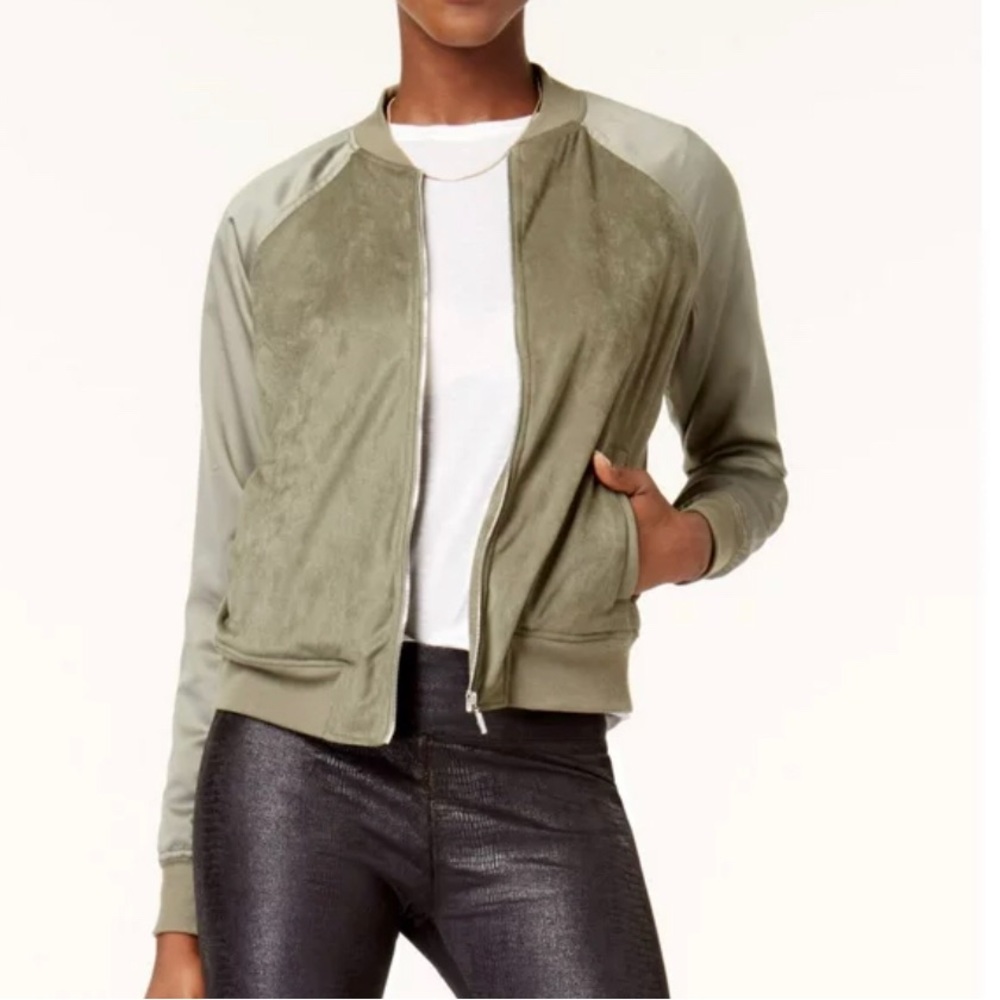 Kensie Size XL Faux Suede Bomber Jacket